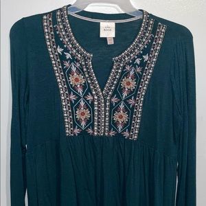 Long Sleeve Dark Green Blouse